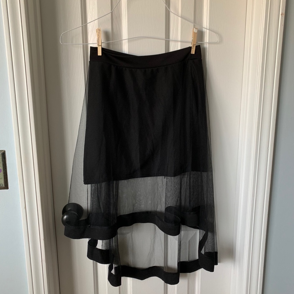 high low mesh mini skirt